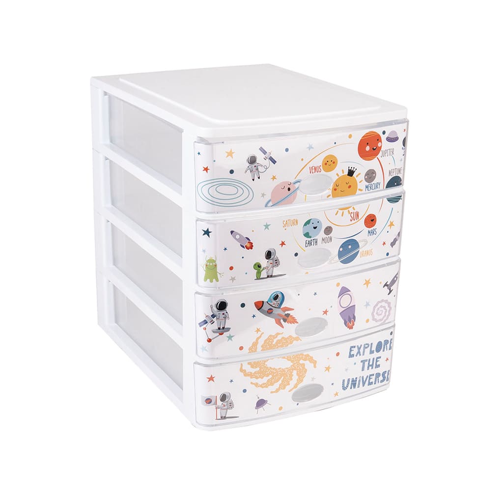 Great plastic L/4 Cajones Stylo Blanco Y Frontal Cristal Dec. Planetas