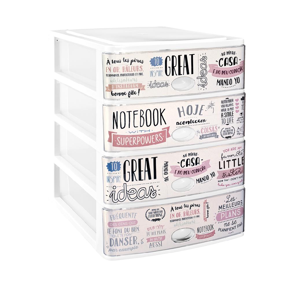 Great plastic L/4 Cajones Stylo Blanco Y Frontal Cristal Dec.Textos