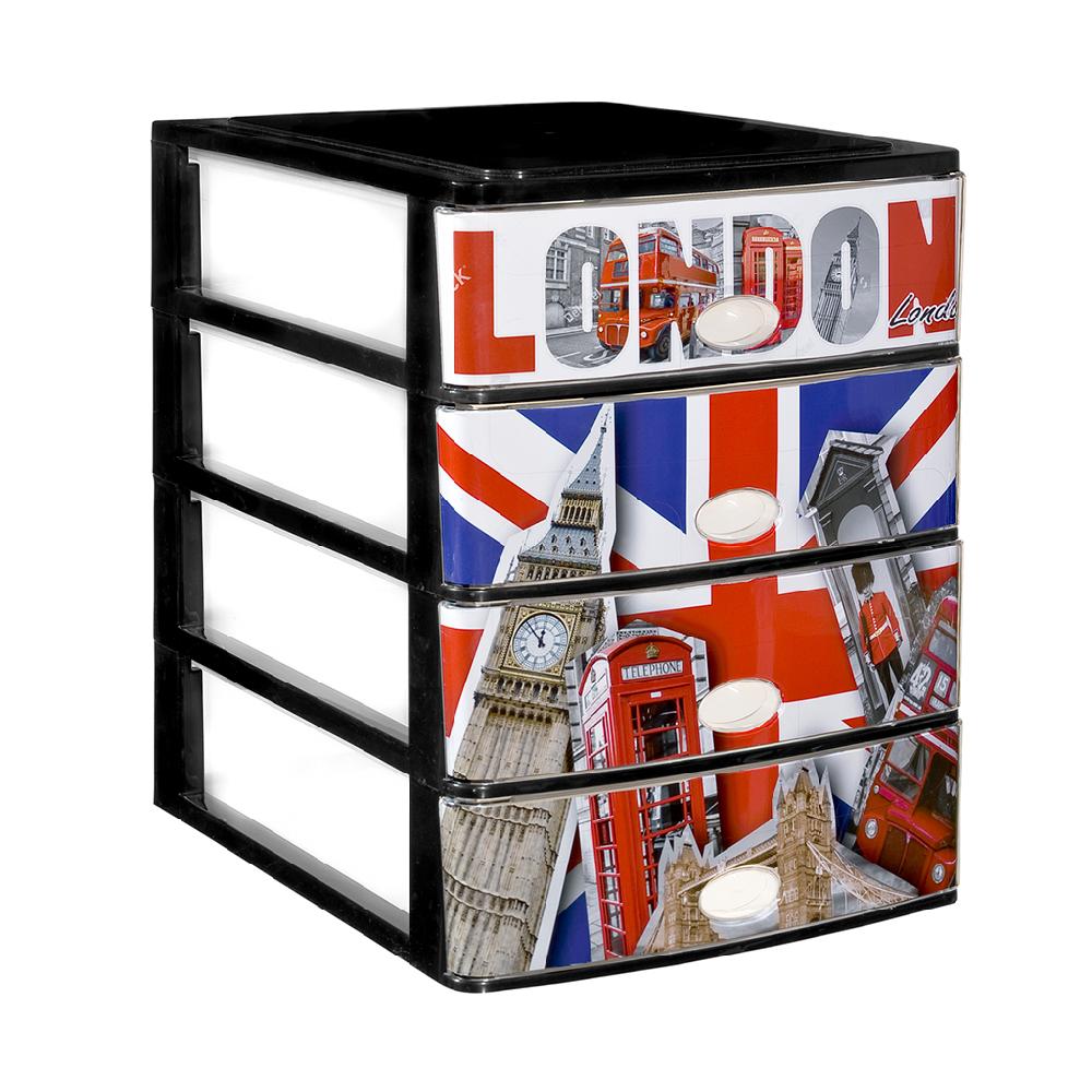 Great plastic L/4 Cajones Stylo Negro Y Frontal Cristal Dec. U.K