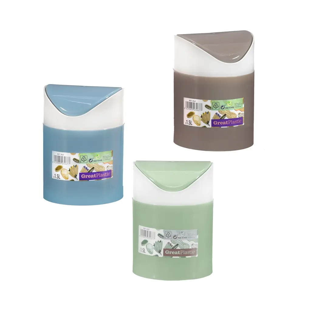 Great plastic Papelera Sobremesa Tapa Balancín 1.5L. Color