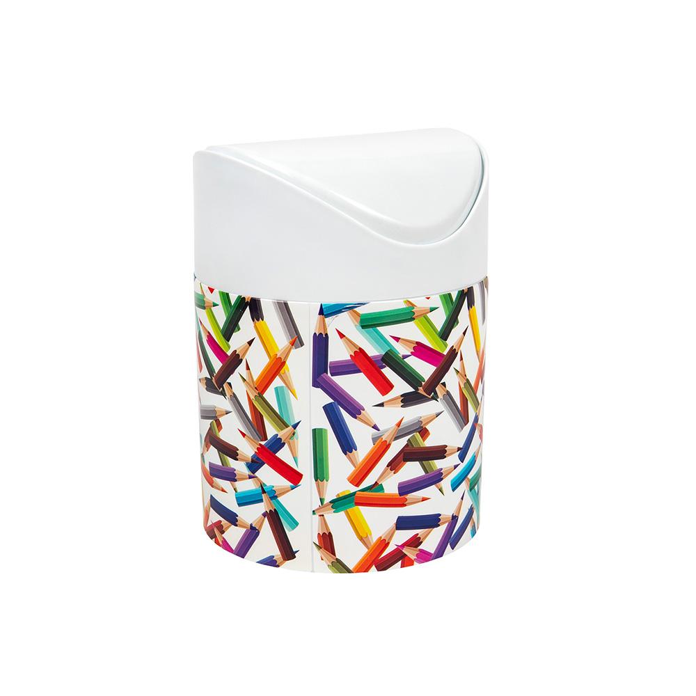 Great plastic Papelera Sobremesa Tapa Balancín IML Lápices 1.5L