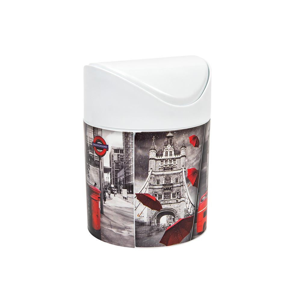 Great plastic Papelera Sobremesa Tapa Balancín IML London 1.5L