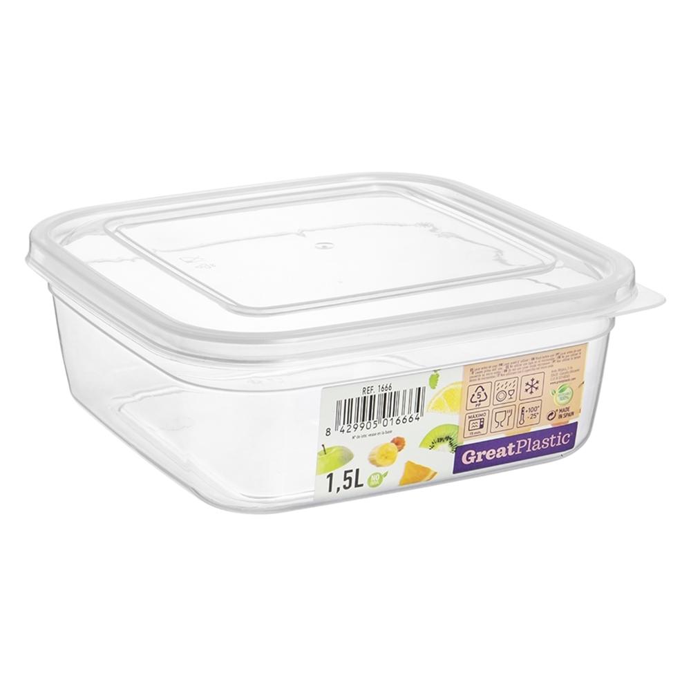 Great plastic Táper Cuadrado Aral Micro Natural 1.5L