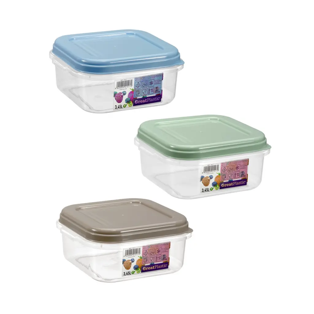 Great plastic Táper Cuadrado Elba Micro Color 3.45L