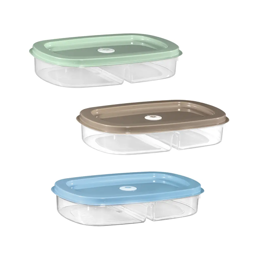 Great plastic Táper Ovalado 2 Dep. con Fechador Micro Color 1.4L