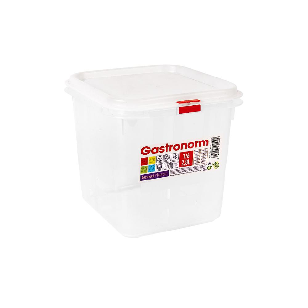 Great plastic Taper Rectangular 1/6 Gastronorm Micro 176X162X150 2.8L. Natural