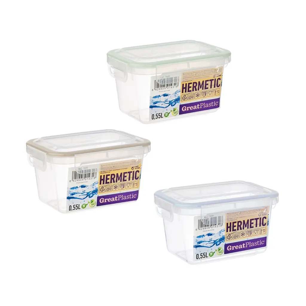 Great plastic Táper Rectangular Alba con Junta Bi-Materia Micro Natural 0.55L