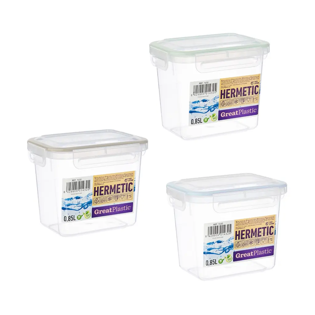 Great plastic Táper Rectangular Alba con Junta Bi-Materia Micro Natural 0.85L