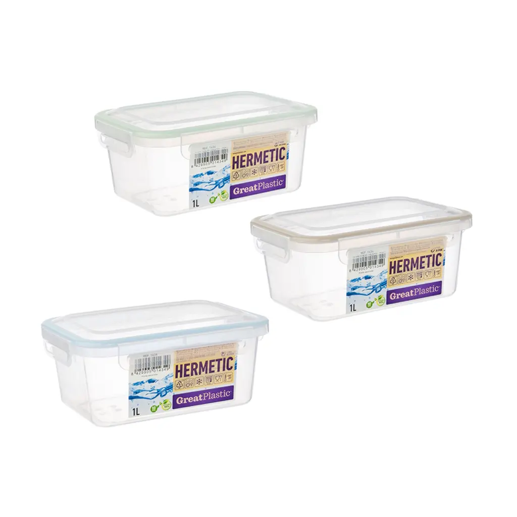 Great plastic Táper Rectangular Alba con Junta Bi-Materia Micro Natural 1L