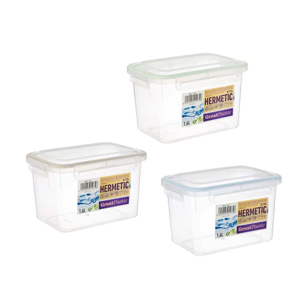 Great plastic Táper Rectangular Alba con Junta Bi-Materia Micro Natural 1.6L