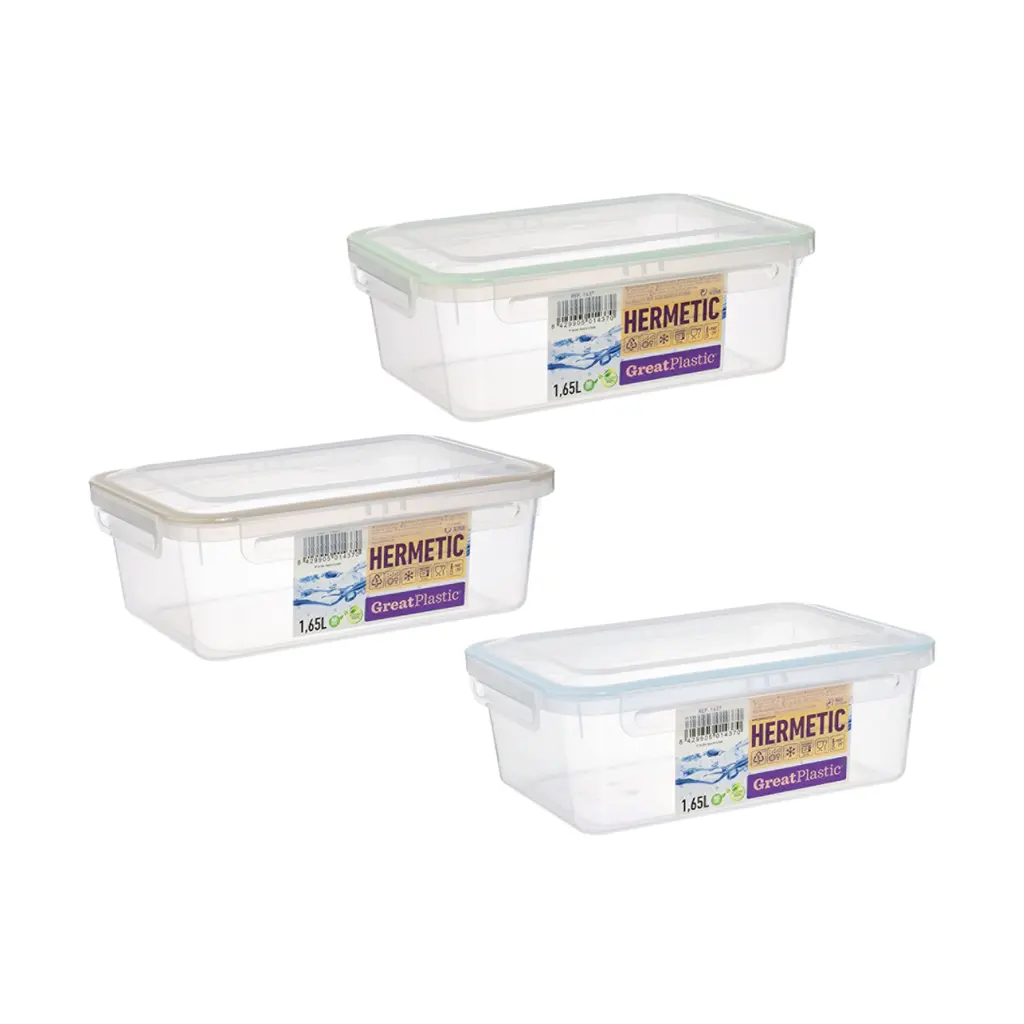 Great plastic Táper Rectangular Alba con Junta Bi-Materia Micro Natural 1.65L