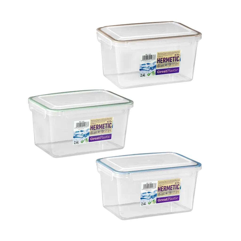 Great plastic Táper Rectangular Alba con Junta Bi-Materia Micro Natural 2.4L