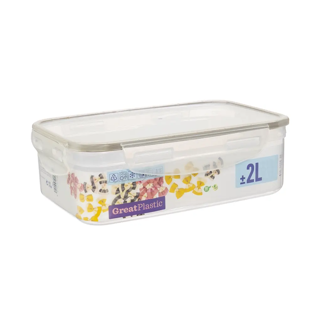 Great plastic Táper Rectangular con Junta Micro Natural 2L