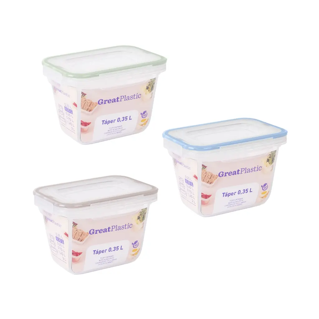 Great plastic Táper Rectangular Elsa con Junta Bi-Materia Micro Natural 0.35L