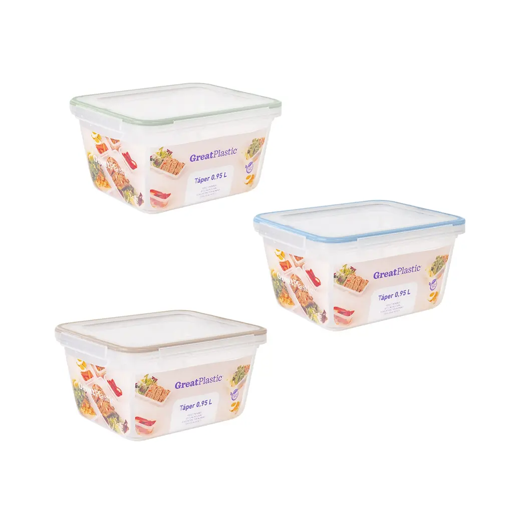 Great plastic Táper Rectangular Elsa con Junta Bi-Materia Micro Natural 0.95L