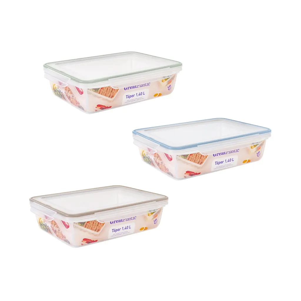 Great plastic Táper Rectangular Elsa con Junta Bi-Materia Micro Natural 1.4L