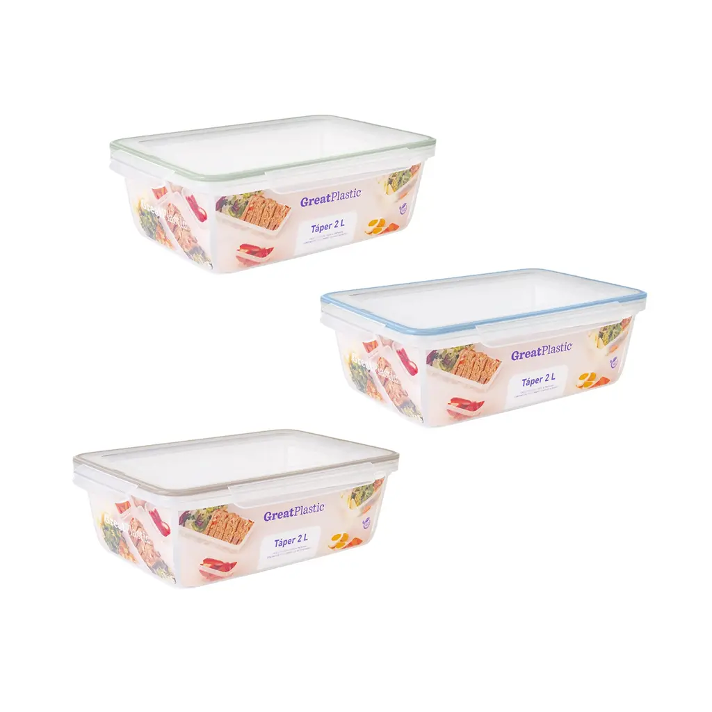 Great plastic Táper Rectangular Elsa con Junta Bi-Materia Micro Natural 2L