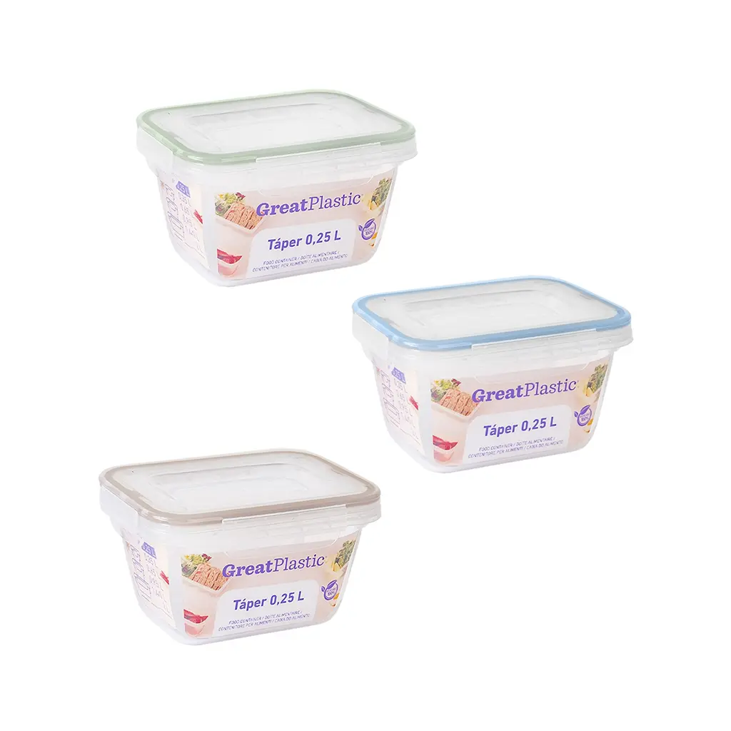 Great plastic Táper Rectangular Elsa con Junta Bi-Materia Micro Natural 0.25L