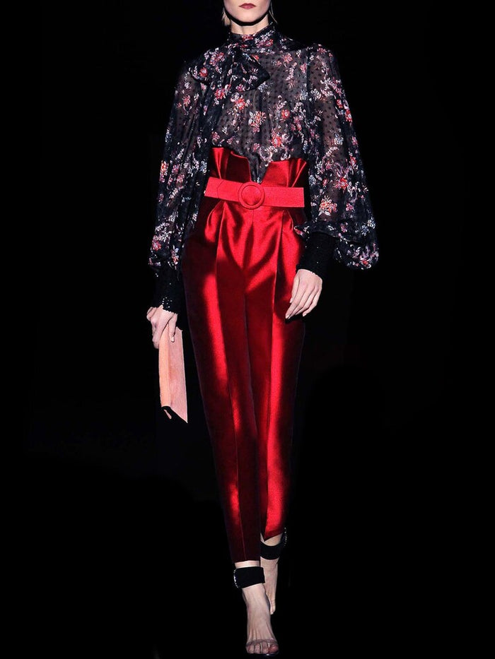 Hannibal laguna Look 1 CAMILE y CABOT | Body en gasa plumeti y el pantalón en cheviot