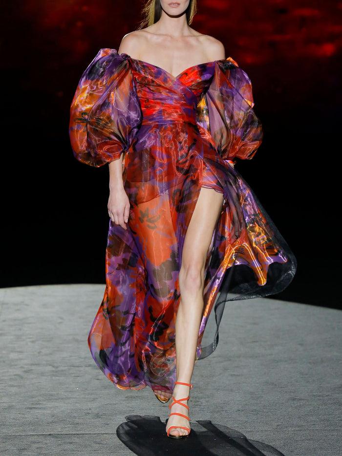 Hannibal laguna LOOK 1 FABULA | Vestido largo de fiesta en organza estampada