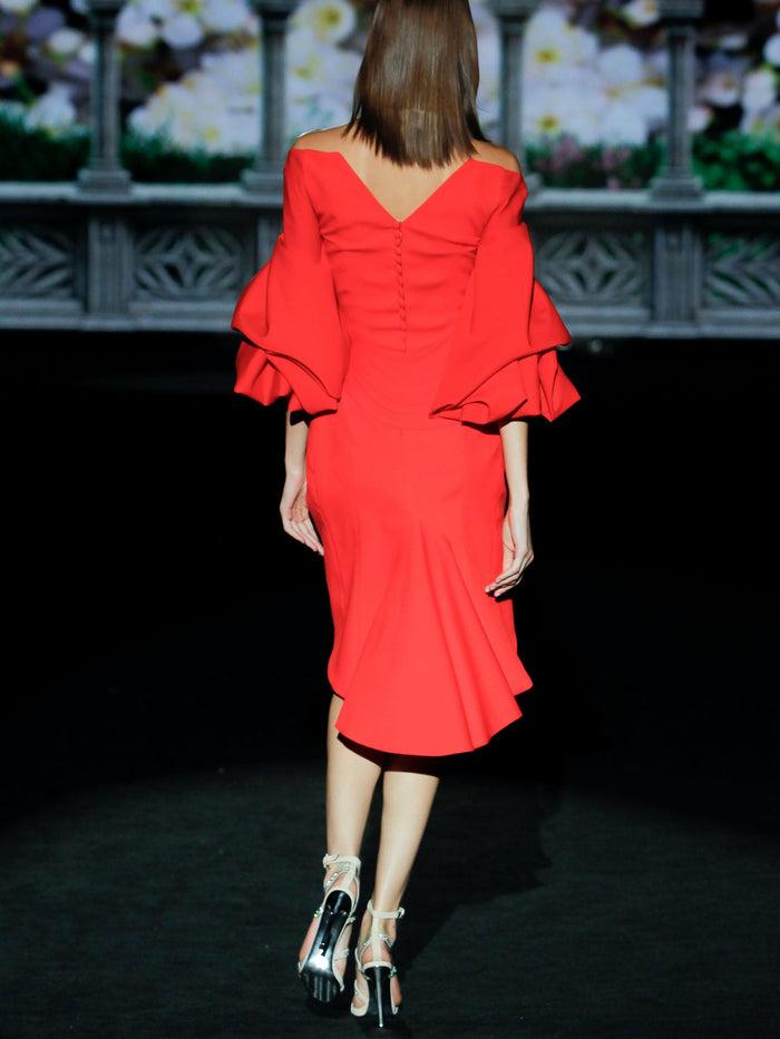 Hannibal Laguna LOOK 1 GUNILLA | Vestido De Fiesta En Satín Geranio