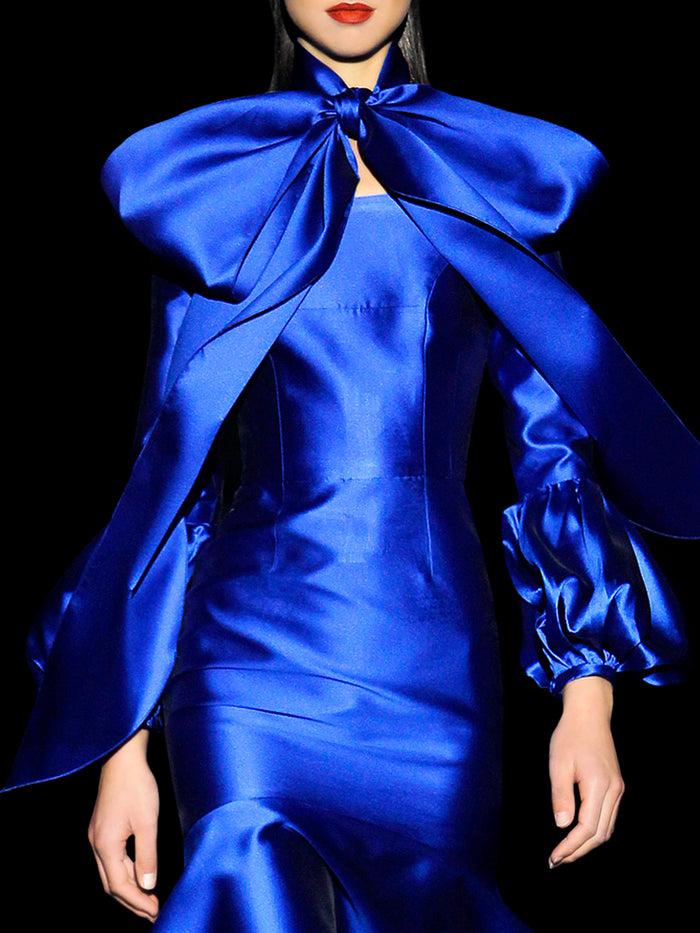 Hannibal Laguna LOOK 10 BOLDINIA | Vestido Cocktail En Mikado Azul Royal