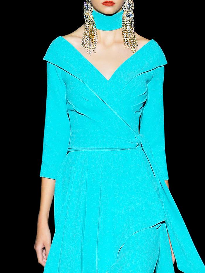 Hannibal Laguna LOOK 11 BIANCARDI | Vestido Largo De Fiesta En Crepe Verde