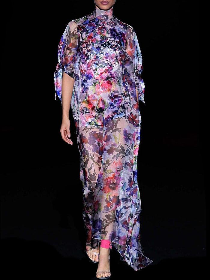 Hannibal laguna Look 11 Bluson COCONUT T-Shirt body CUCU y Short COCO | Organza estampada azaleas flamenco