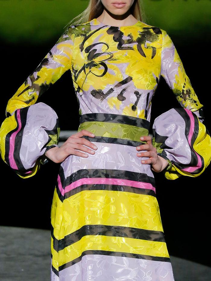 Hannibal Laguna LOOK 11 FOX Y FRISSIA | Body Y Falda Gasa Estampada Devoré Estampada Rayas