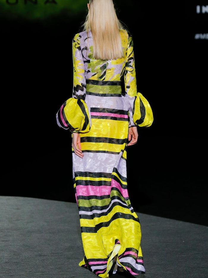 Hannibal Laguna LOOK 11 FOX Y FRISSIA | Body Y Falda Gasa Estampada Devoré Estampada Rayas