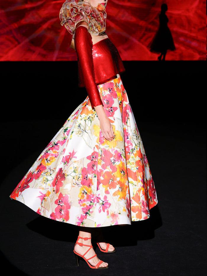 Hannibal Laguna LOOK 11 Top Crop KER Y Falda KASIA | Top Crop Realizado En Paillette Y Falda Midi Con Nesgas