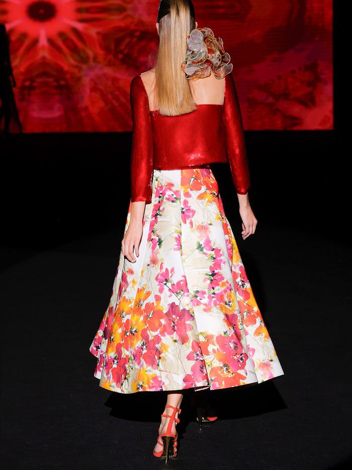 Hannibal Laguna LOOK 11 Top Crop KER Y Falda KASIA | Top Crop Realizado En Paillette Y Falda Midi Con Nesgas