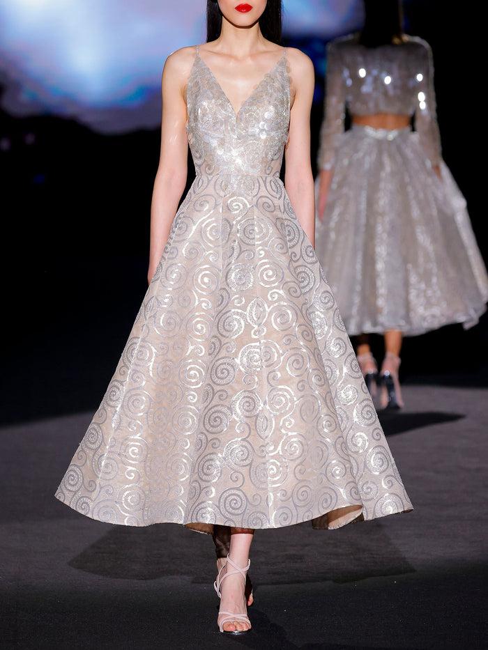 Hannibal laguna LOOK 11 Vestido JAMANPUR | Vestido de fiesta realizado en jacquards de seda