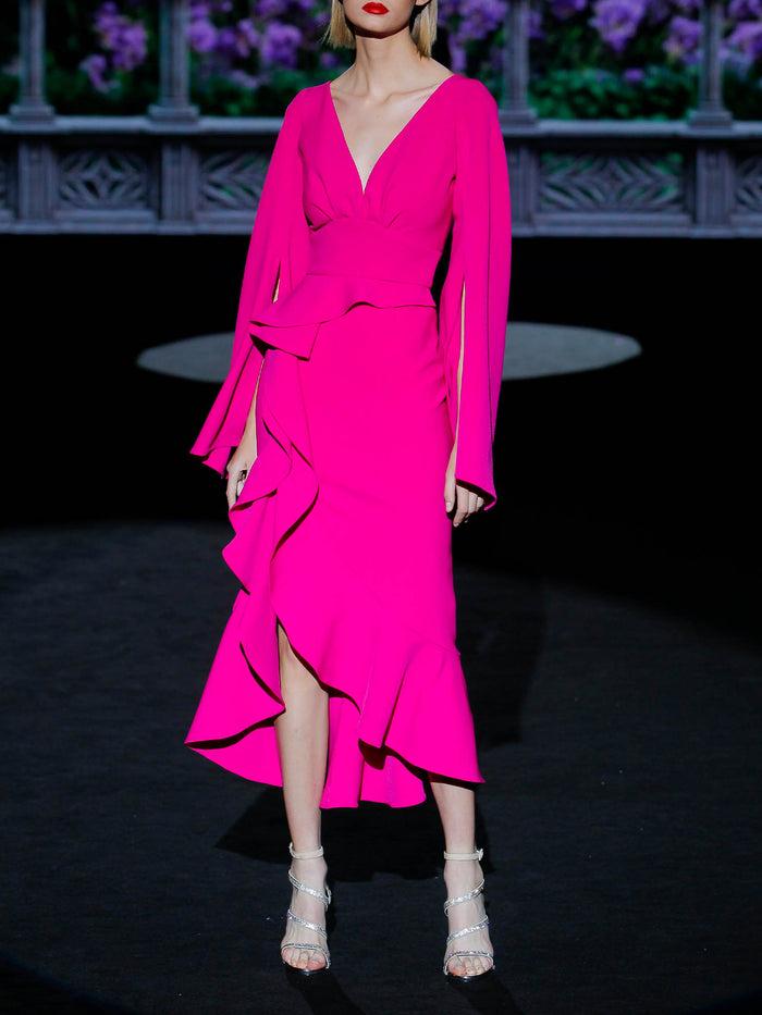 Hannibal Laguna LOOK 13 GAVIRIA | Vestido De Fiesta En Crepe Color Fucsia