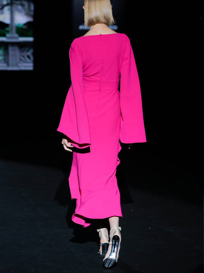 Hannibal Laguna LOOK 13 GAVIRIA | Vestido De Fiesta En Crepe Color Fucsia