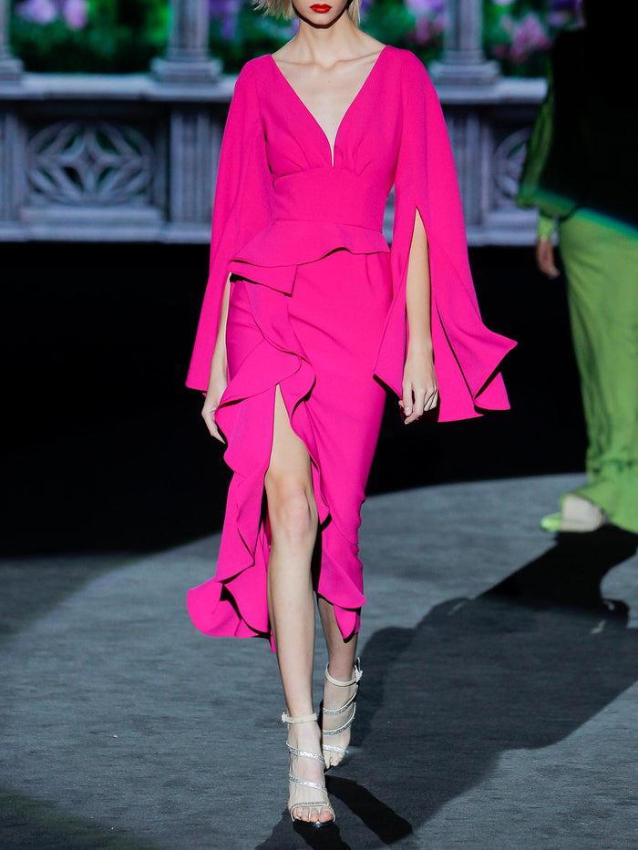 Hannibal laguna LOOK 13 GAVIRIA | Vestido de fiesta en crepe color fucsia