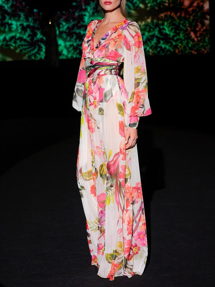 Hannibal Laguna LOOK 13 Vestido KIMBRA | Vestido Largo De Fiesta En Gasa Estampada