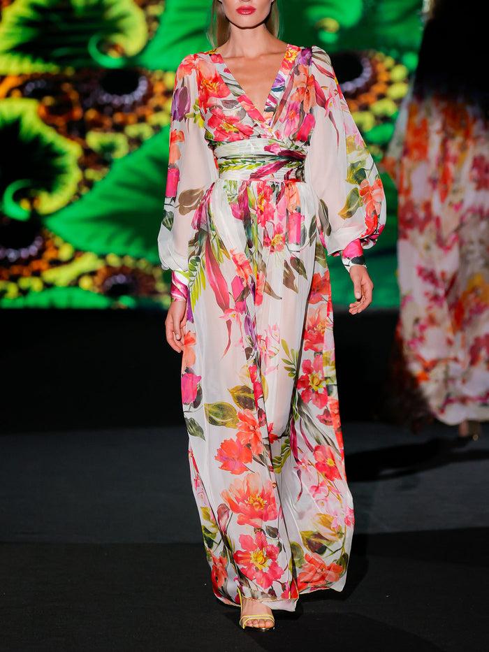 Hannibal laguna LOOK 13 Vestido KIMBRA | Vestido largo de fiesta en gasa estampada