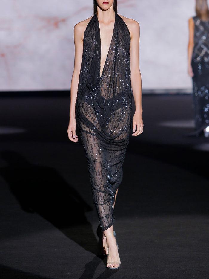 Hannibal laguna Look 13 XAN | Vestido largo de fiesta en pedreria color negro