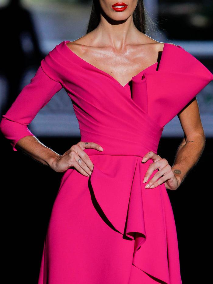 Hannibal Laguna LOOK 14 GARDELIS | Vestido Largo En Crepe Color Fucsia