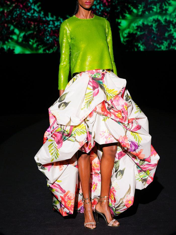 Hannibal Laguna LOOK 15 Crop Top KIRA Y Falda KIMI | Crop Top En Paillett Y Falda En Tafeta Abullonada