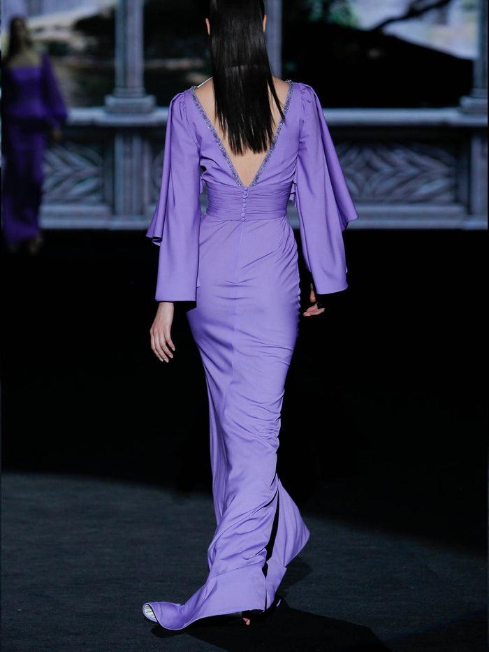 Hannibal Laguna LOOK 15 GILMORE | Vestido En Satín Color Lavanda Con Falda Sirena