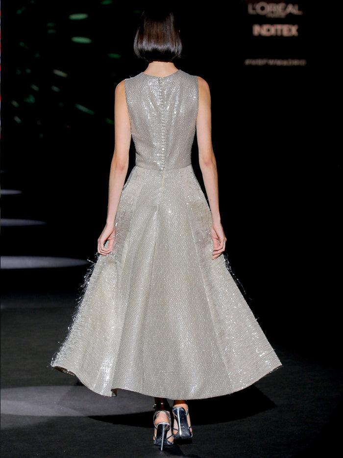 Hannibal Laguna LOOK 15 ISABELLA | Vestido Midi De Fiesta En Color Gris Perla