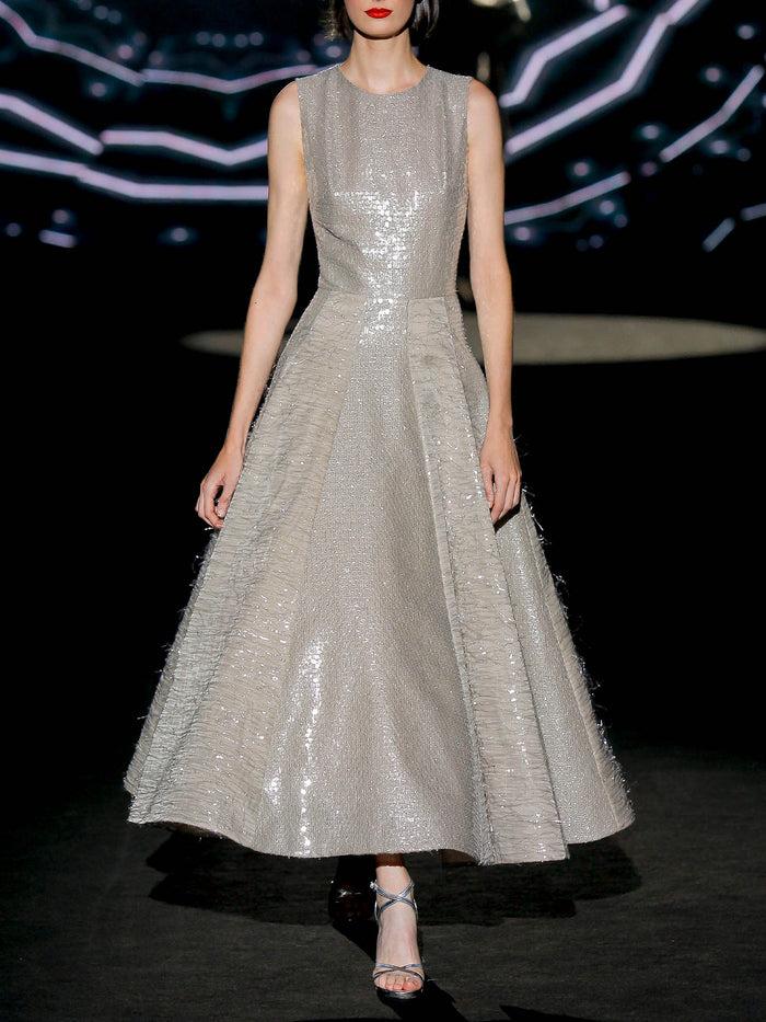 Hannibal laguna LOOK 15 ISABELLA | Vestido midi de fiesta en color gris perla