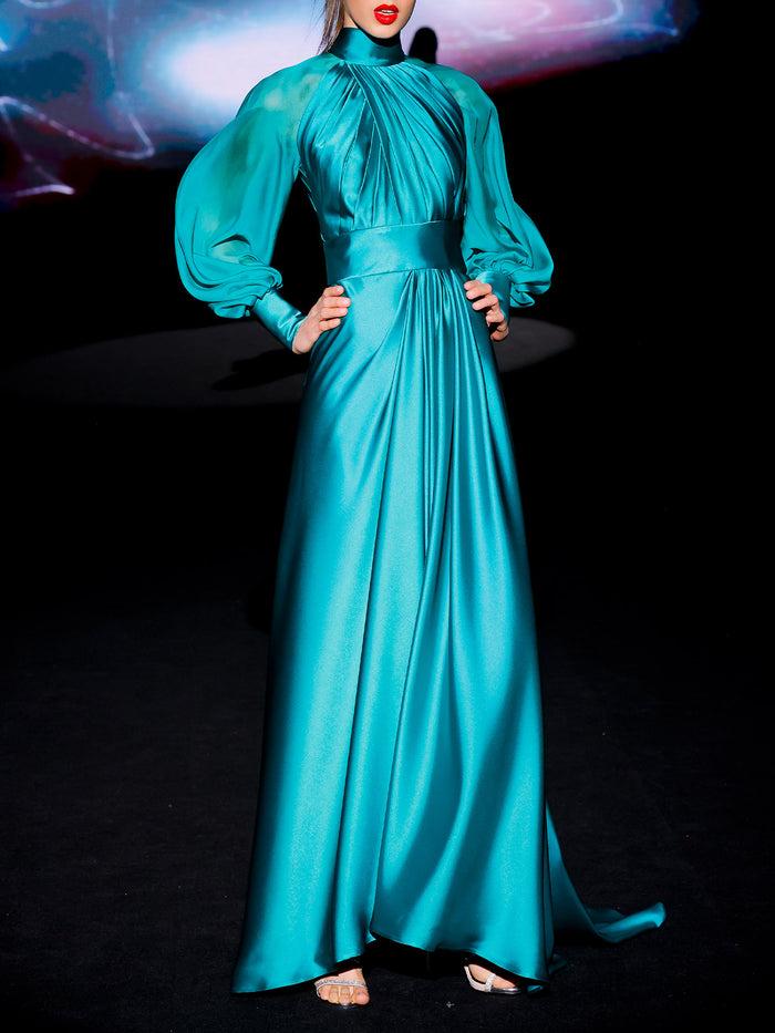 Hannibal Laguna LOOK 15 Vestido JIBERAL | Vestido De Fiesta Realizado En Satín Color Verde