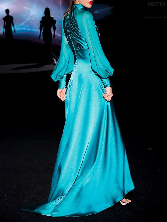 Hannibal Laguna LOOK 15 Vestido JIBERAL | Vestido De Fiesta Realizado En Satín Color Verde