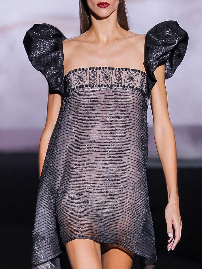 Hannibal Laguna Look 15 XANTAL | Vestido Corto De Fiesta En Pedreria Color Negro