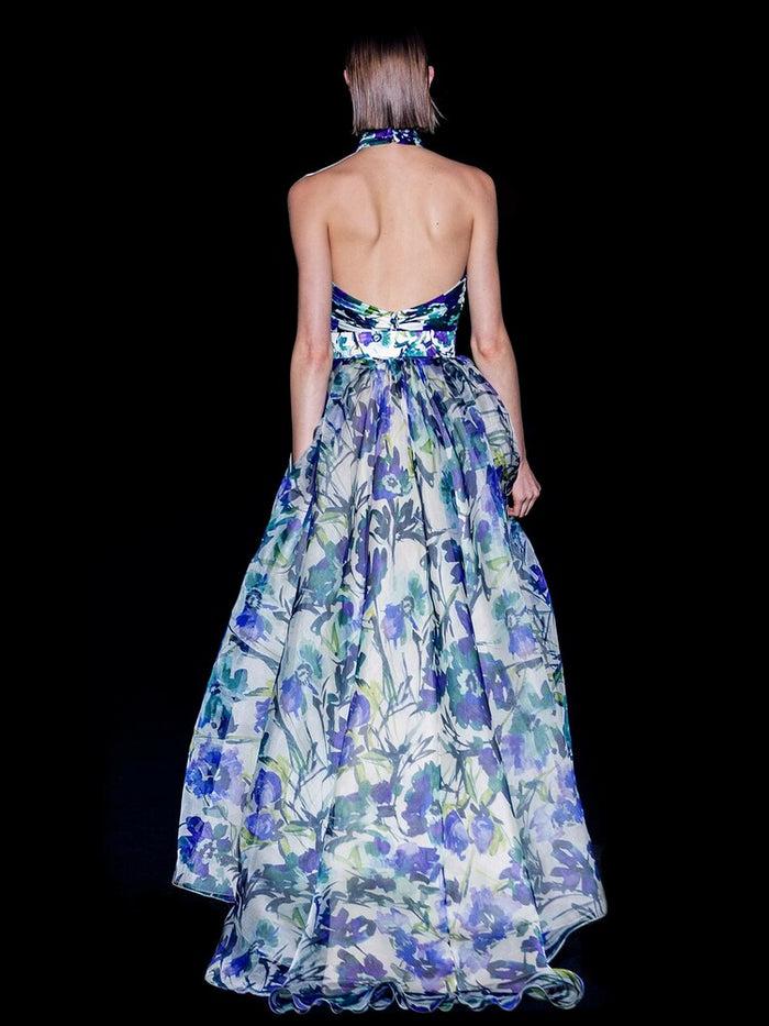 Hannibal Laguna Look 16 CRISTINE | Cuerpo Drapeado Tipo Halter Y Falda Gran Volumen En Organza