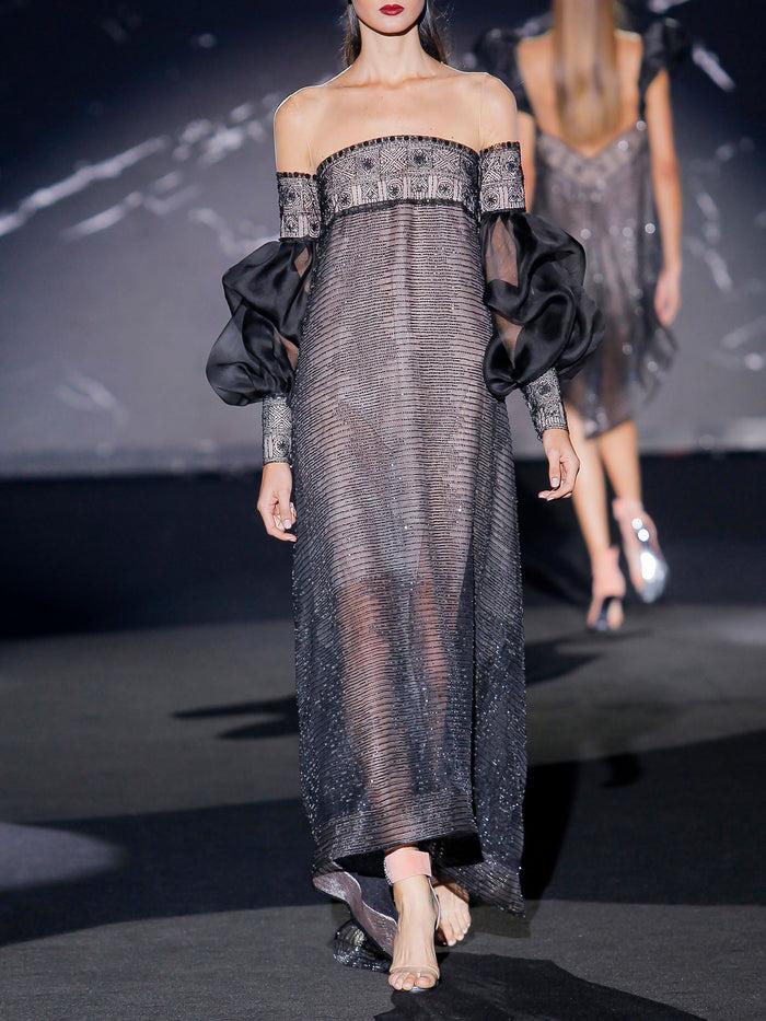 Hannibal laguna Look 16 XANDELIER | Vestido largo de fiesta en pedreria color negro