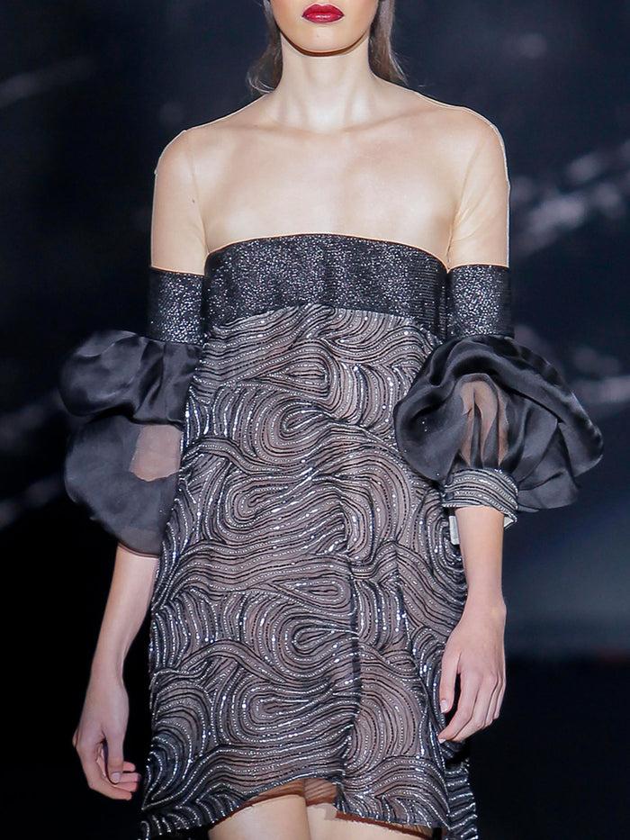 Hannibal Laguna Look 17 XAROL Vestido Corto De Fiesta En Pedreria Color Nego